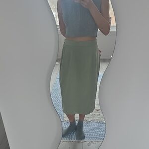 Classic Olive Green Midi Skirt